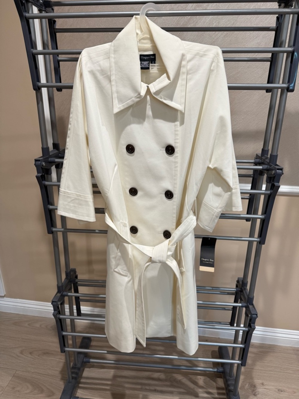 Chapter One Women’s Trench Coat Size 12 White/cream